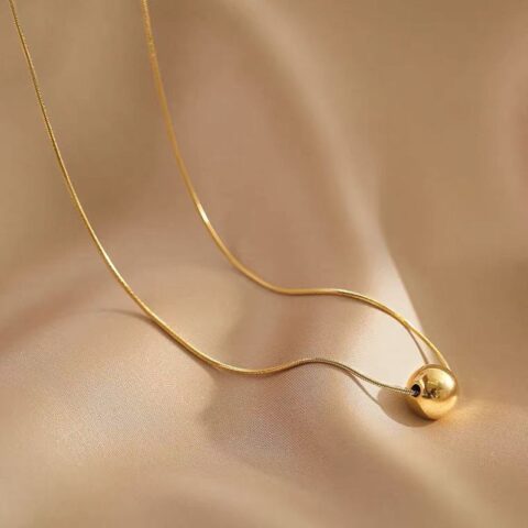 One Golden Ball shining chain Necklace