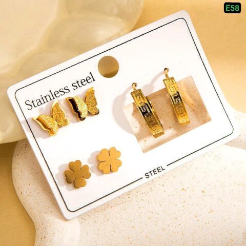 3 Pair Stainless Steel Earring set 6