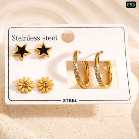 3 Pair Stainless Steel Earring set 7