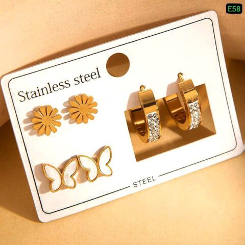 3 Pair Stainless Steel Earring set 4
