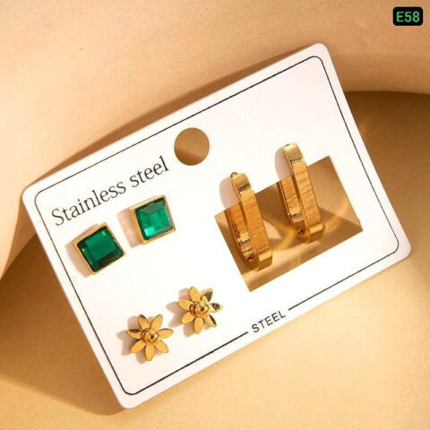 3 Pair Stainless Steel Earring set 3