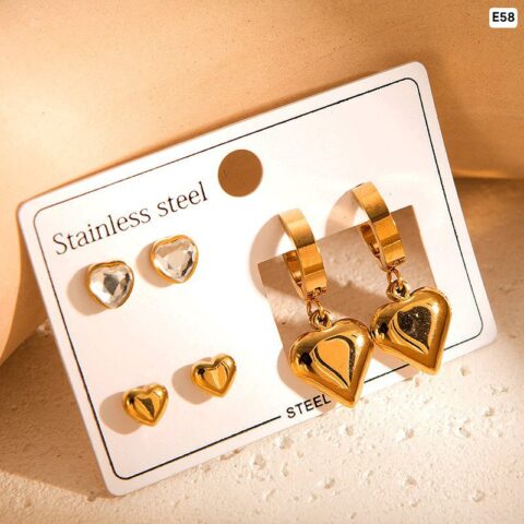 3 Pair Stainless Steel Earring set 5