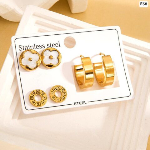 3 Pair Stainless Steel Earring set