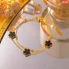 3 Black Flower 18K Gold Bracelet