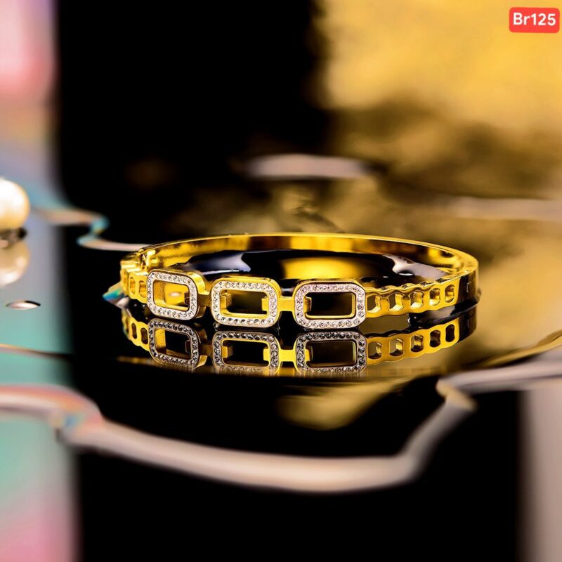 3 Rectangular 24K Gold Bracelet