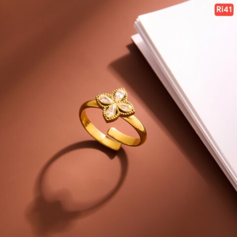 4 Diamond Free Size 18K Gold Ring