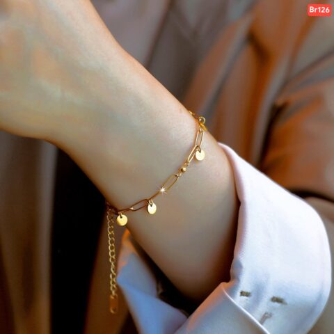 Simple disc chain 18K Gold bracelet