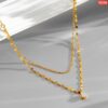 1 Stone 2 Layer Gold Necklace