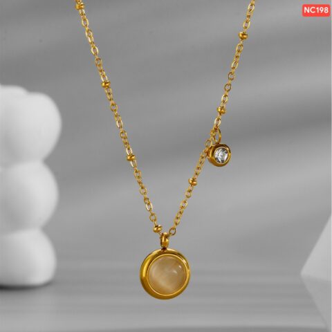 Opal Stone 1 zirocn stone Gold Necklace