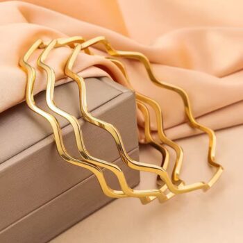 18K Gold Plated Stainless Steel Thin Plain Line Wire Round Circle Bracelets