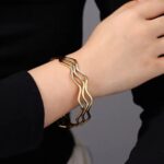 18K Gold Plated Stainless Steel Thin Plain Line Wire Round Circle Bracelets (1)