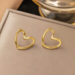 Gold Plated Anti Tarnish Stainless Steel Heart Themed Stud Earring (2)