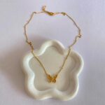 Gold Plated Bow Ring Butterfly Gold Color Stainless Steel Necklace (3)