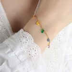 Light Luxury Fashion Bracelet Set Rainbow Zircon Colorles (2)
