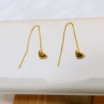 Long Tassel Heart Drop Earrings Gold Silver Color Hanging Women Earrings (4)
