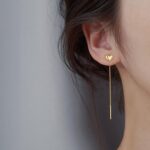 Long Tassel Heart Drop Earrings Gold Silver Color Hanging Women Earrings (4)
