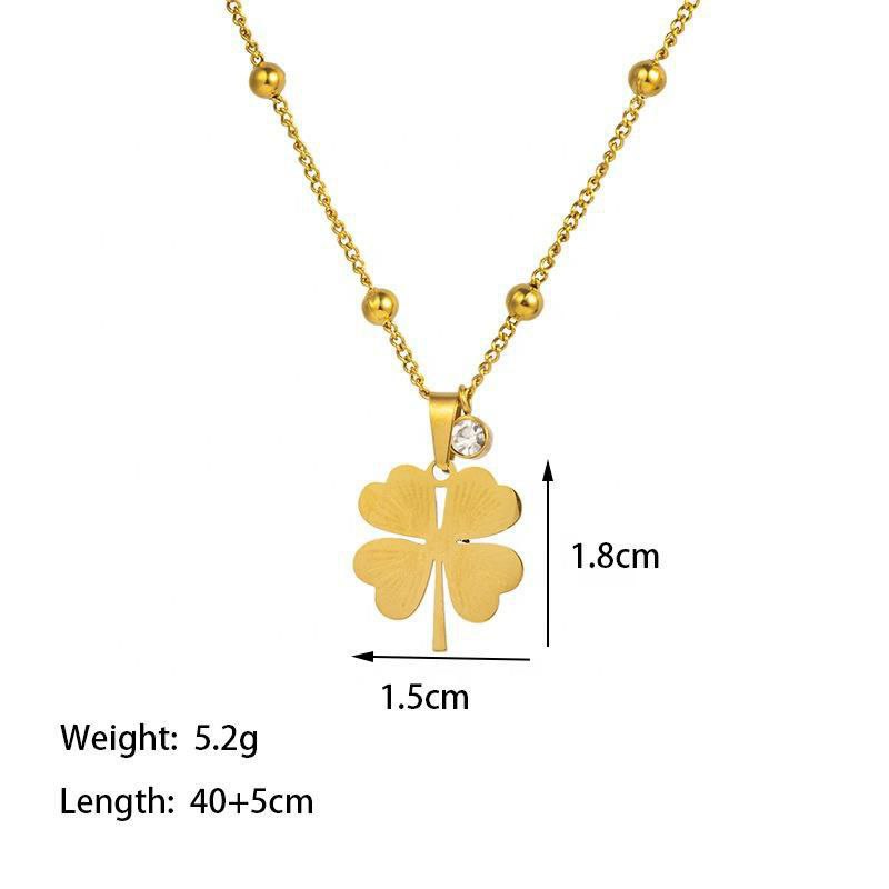 Lucky Clover Pendant Necklace Stainless Steel Gold colour Necklace (1)
