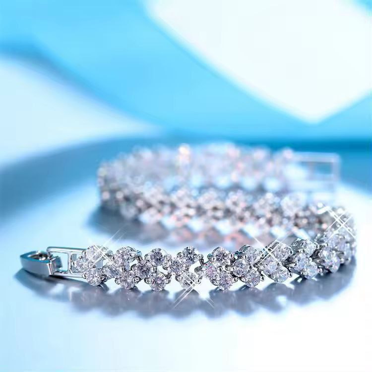 New Shiny Full Rhinestone Silver Color Bracelet for Women (2)