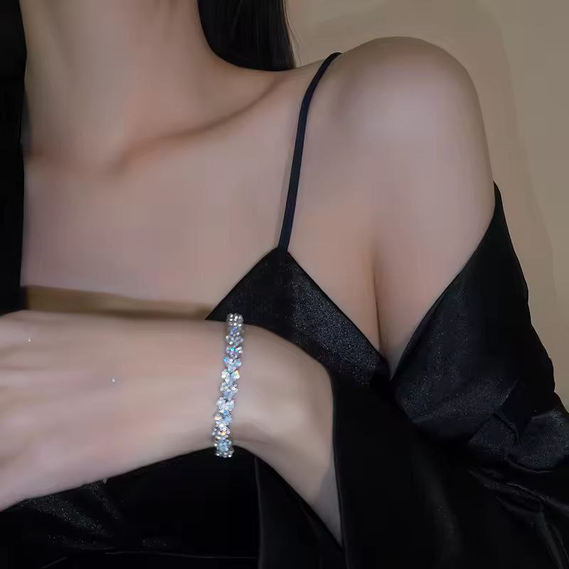 New Shiny Full Rhinestone Silver Color Bracelet for Women (6)