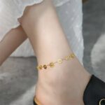 New Simple Fashion Gold Plated Stainless Steel Daisy Flower Anklet (3)