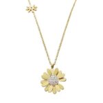 Stainless Steel New Fashion Jewelry Luxury Zircon Daisy Sun Flower Charms Chain (2)
