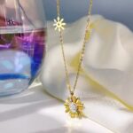 Stainless Steel New Fashion Jewelry Luxury Zircon Daisy Sun Flower Charms Chain (2)