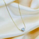 Stainless Steel Shiny Clear Zircon Waterdrop Pendant Necklace (2)