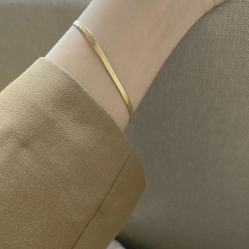 Stainless Steel Snake Chain Bracelet for Women, Classic Chain Bracelets (2)