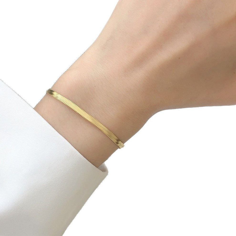 Stainless Steel Snake Chain Bracelet for Women, Classic Chain Bracelets (4)