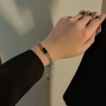 Stainless Steel Vintage Green Zircon Square Asymmetry Charm Bracelet (2)