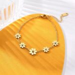 Stainless Steell Golden Daisy Bracelet For Women (1)