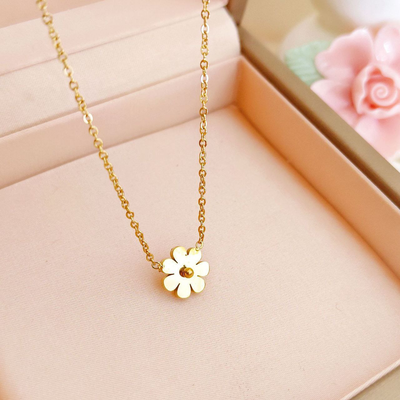 Stainless steel Small Daisy Necklace Women's Gold-plated Ins Style Simple Clavicle Chain (4)
