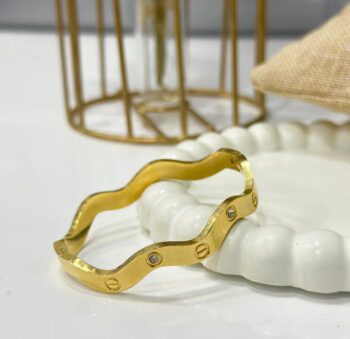 Twisted Curly Screw Silver Stainless Steel Bracelet For Women