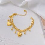 Women’s Minimalist And Fashionable Metal Double-layer Love Pendant Bracelet, (2)