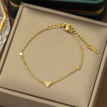 Minimal Gold Heart Chain Bracelet for Women – Delicate & Adjustable Jewelry