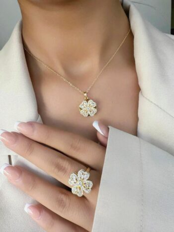 18k Gold Plated Stainless Steel Collarbone Necklace set 1