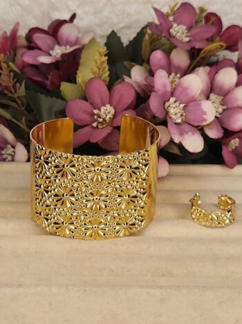 Cuff Bengal Metal Bracelet With Ring 3