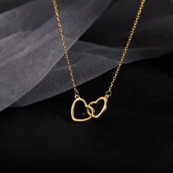 Double Ring Heart Necklace Female Clavicle Chain